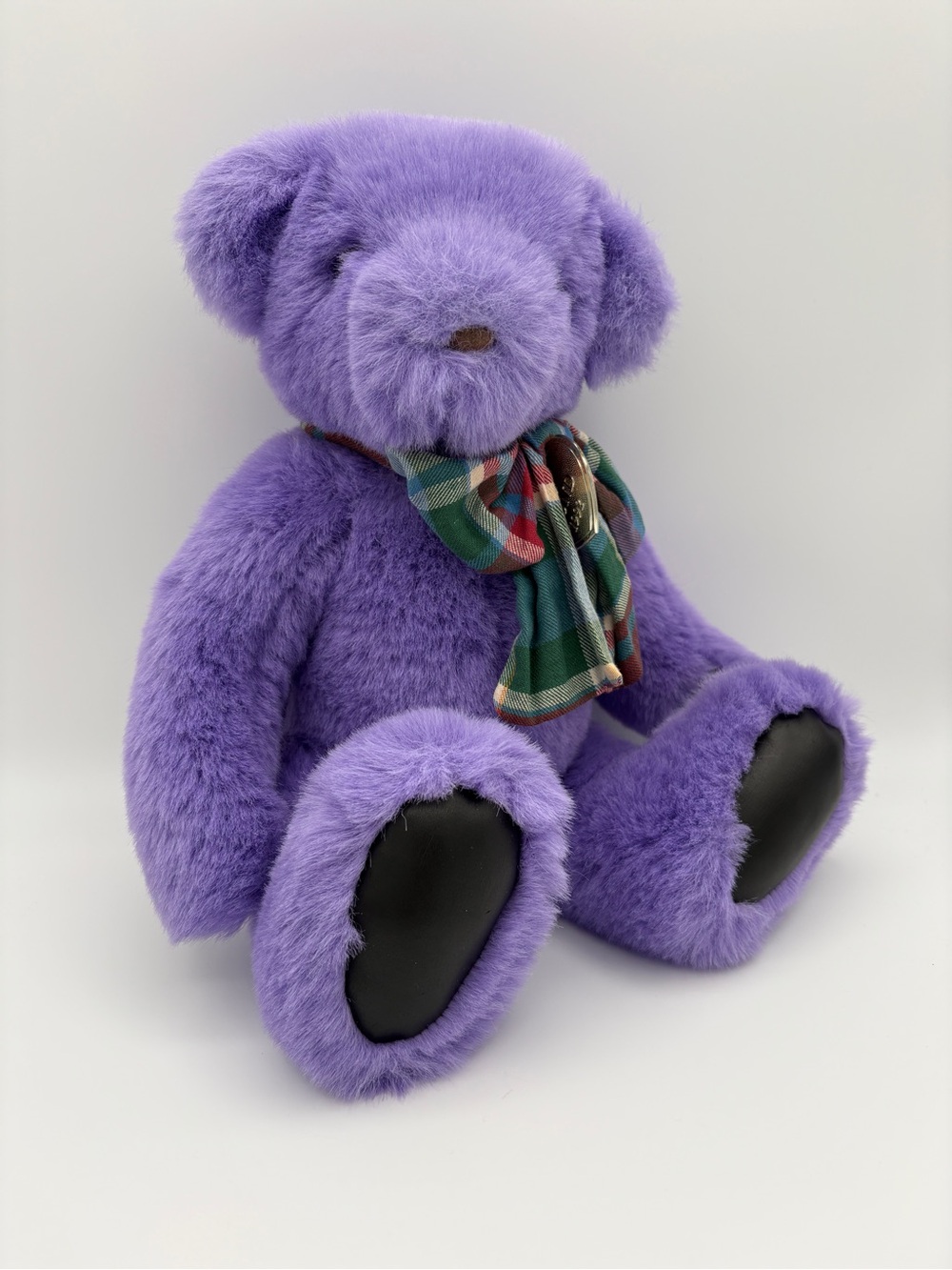 Vintage Victoria's Secret GUND Purple Lavender Plush Bear with Plaid Scarf